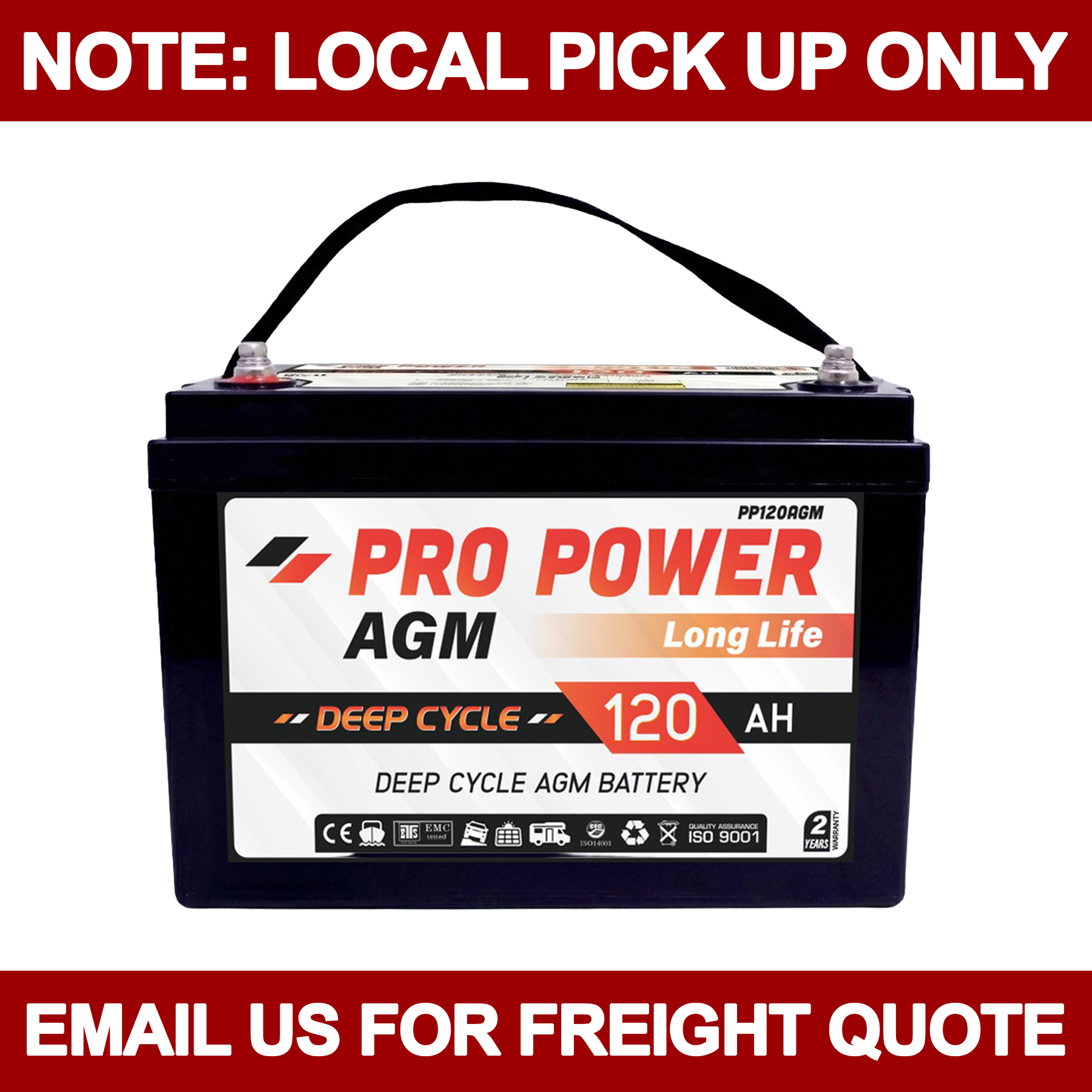 120AH 12V Pro Power AGM, Camping Caravan Deep Cycle Battery – Pick up only